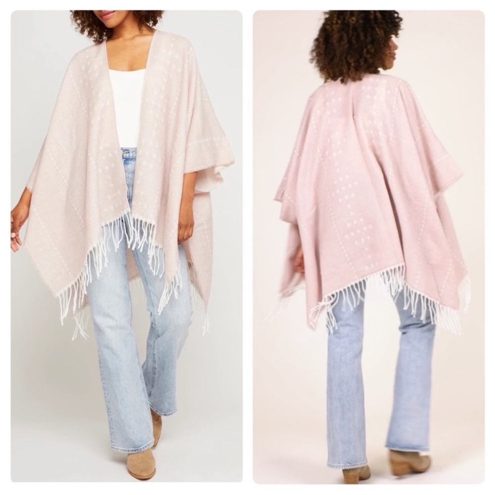 NWT Dusty Pink Fringe Women's Poncho/Kimono by Gentle Fawn